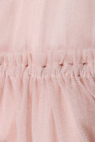 جينجرسنابس فستان بناتي دانتيل مكشكش نص كم سادة وردي