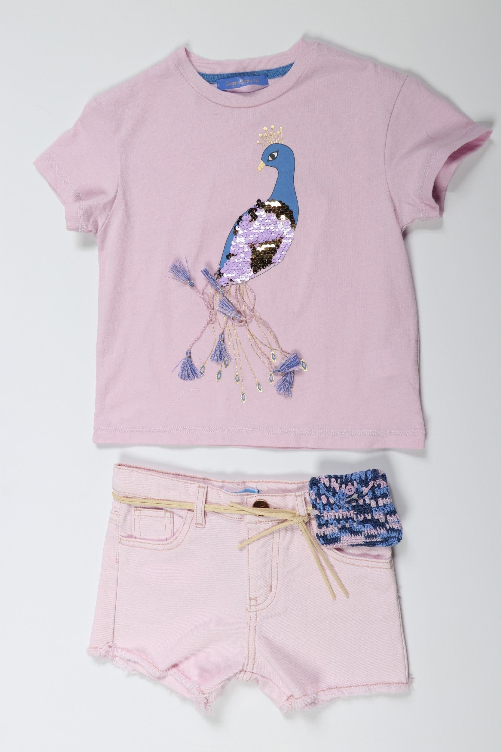 جينجرسنابس شورت جينز برباط أطفال بناتي أرجواني