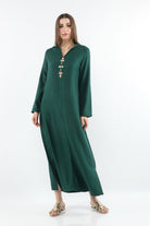 ديامانتين عباية مغربية نسائية كم طويل نسائي أخضر