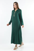 ديامانتين عباية مغربية نسائية كم طويل نسائي أخضر