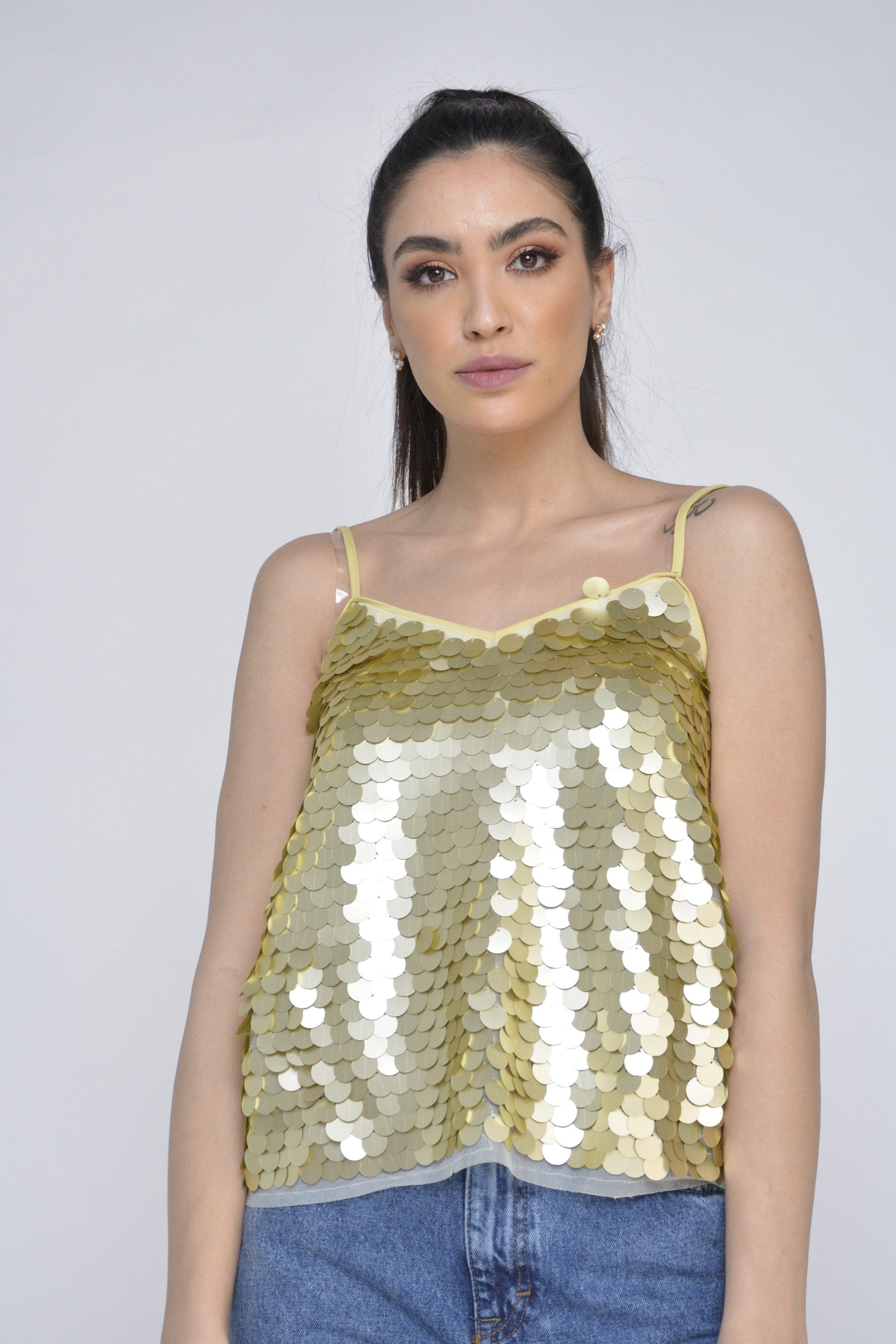 نتشي بلوزة حمالات سهرة ترتر نسائي