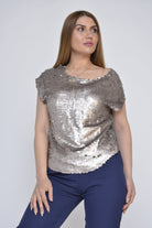 نتشي بلوزة سهرة كم قصير نسائي