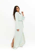 ديامانتين قفطان طويل بحزام على الخصر كم طويل