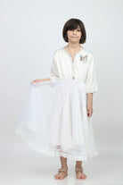 ديامانتين قفطان مطرز برباط 3/4 كم بيج فاتح