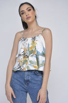 نتشي بلوزة حمالات مشجرة قصيرة نسائي