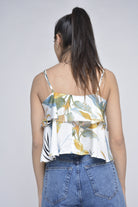 نتشي بلوزة حمالات مشجرة قصيرة نسائي