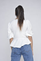 نتشي بلوزة شيفون سبعة بأزرار نص كم بف نسائي