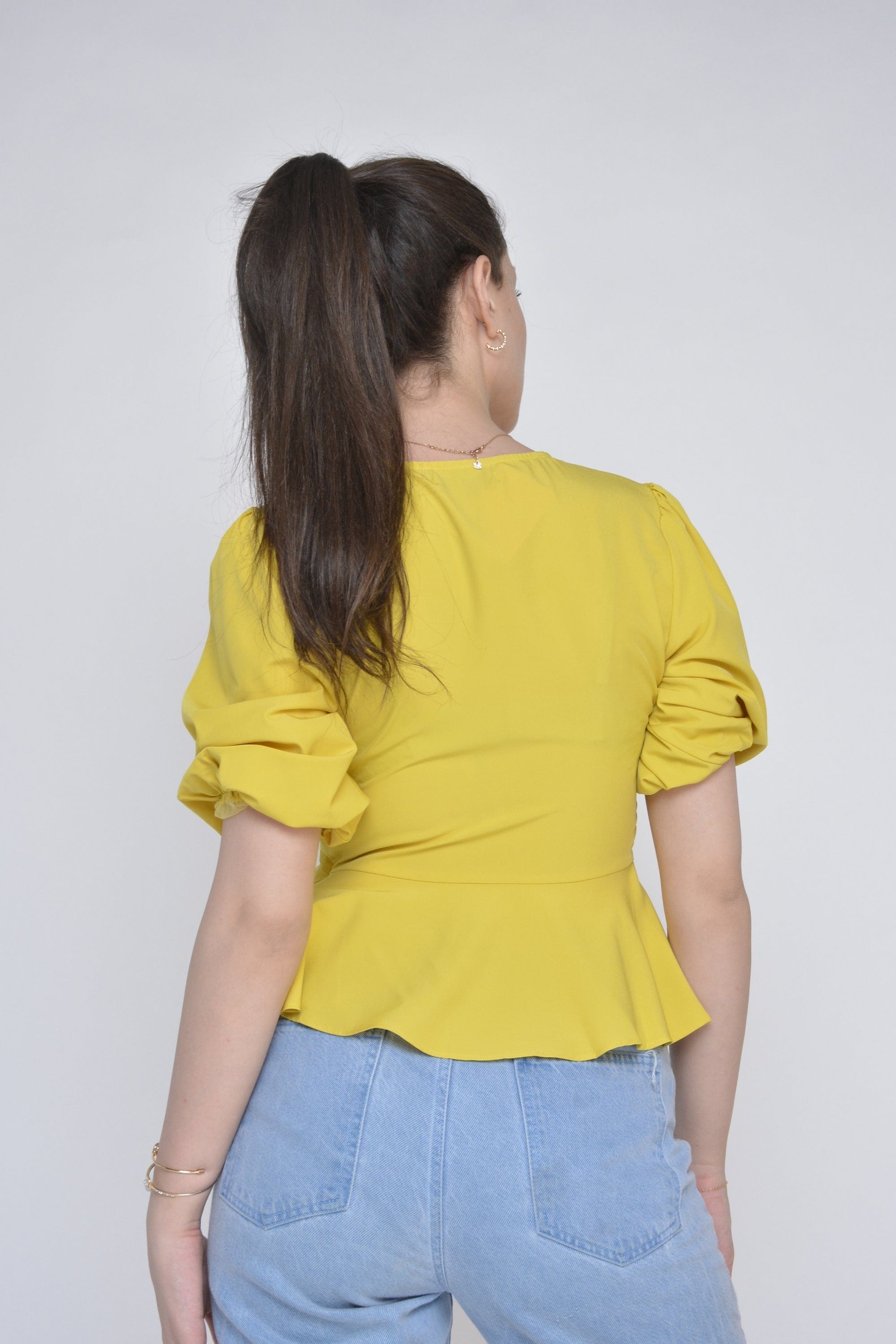 نتشي بلوزة شيفون سبعة بأزرار نص كم بف نسائي