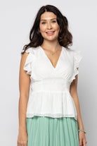 نتشي بلوزة رسمية بأكمام قصيرة مكشكشة سبعة نسائية