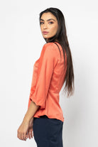 نتشي بلوزة رسمية ناعمة مزينة بأزرار أمامية وخصر كلوش 3/4 كم نسائي