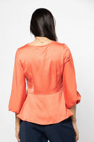 نتشي بلوزة رسمية ناعمة مزينة بأزرار أمامية وخصر كلوش 3/4 كم نسائي