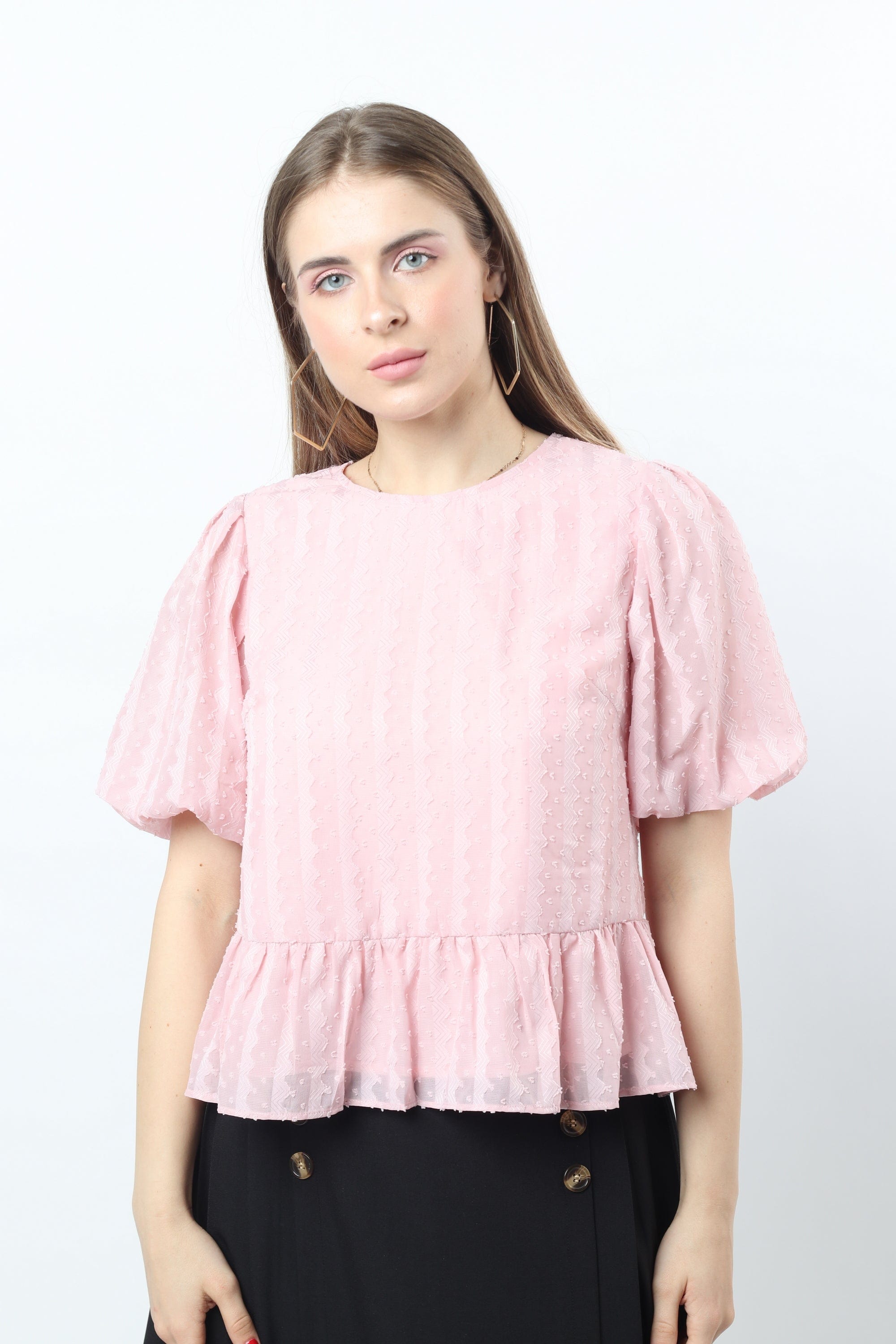 نتشي بلوزة كم منفوخ نص كم نسائية