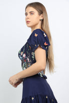 نتشي بلوزة مشجرة نص كم نسائية