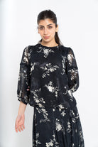 نتشي توب مشجر شفاف 3/4 كم بف نسائي