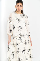 نتشي توب مشجر شفاف 3/4 كم بف نسائي