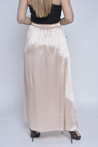 نتشي تنورة طويلة سادة لامعة بكشكش من أعلى لأسفل نسائية