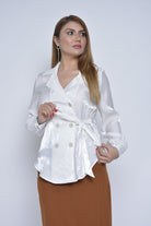 نتشي بلوزة رسمية نسائية برباط علي الخصر