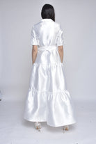 نتشي فستان ماكسي ناعم 3/4 كم طويل بأزرار أمامية