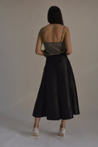 نتشي تنورة ميدي سهرة قماش تفتا سادة ناعمة