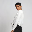 نتشي بلوزة بأزرار أمامية سبعة كم طويل بأساور نسائي