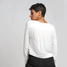 نتشي بلوزة بأزرار أمامية سبعة كم طويل بأساور نسائي