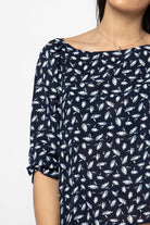 نتشي بلوزة مشجرة بفتحة دائرية 3/4 كم مع أسورة نسائي