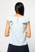 نتشي بلوزة رسمية مخططة بالطول وبأكتاف مكشكشة نسائي