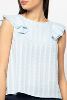 نتشي بلوزة رسمية مخططة بالطول وبأكتاف مكشكشة نسائي