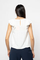 نتشي بلوزة رسمية مخططة بالطول وبأكتاف مكشكشة نسائي