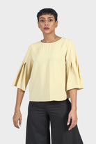 نتشي بلوزة سادة 3/4 كم منفوخ نسائي