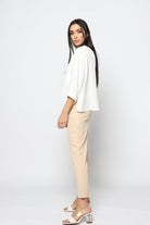 نتشي بلوزة بفتحة دائرية 3/4 كم نسائي