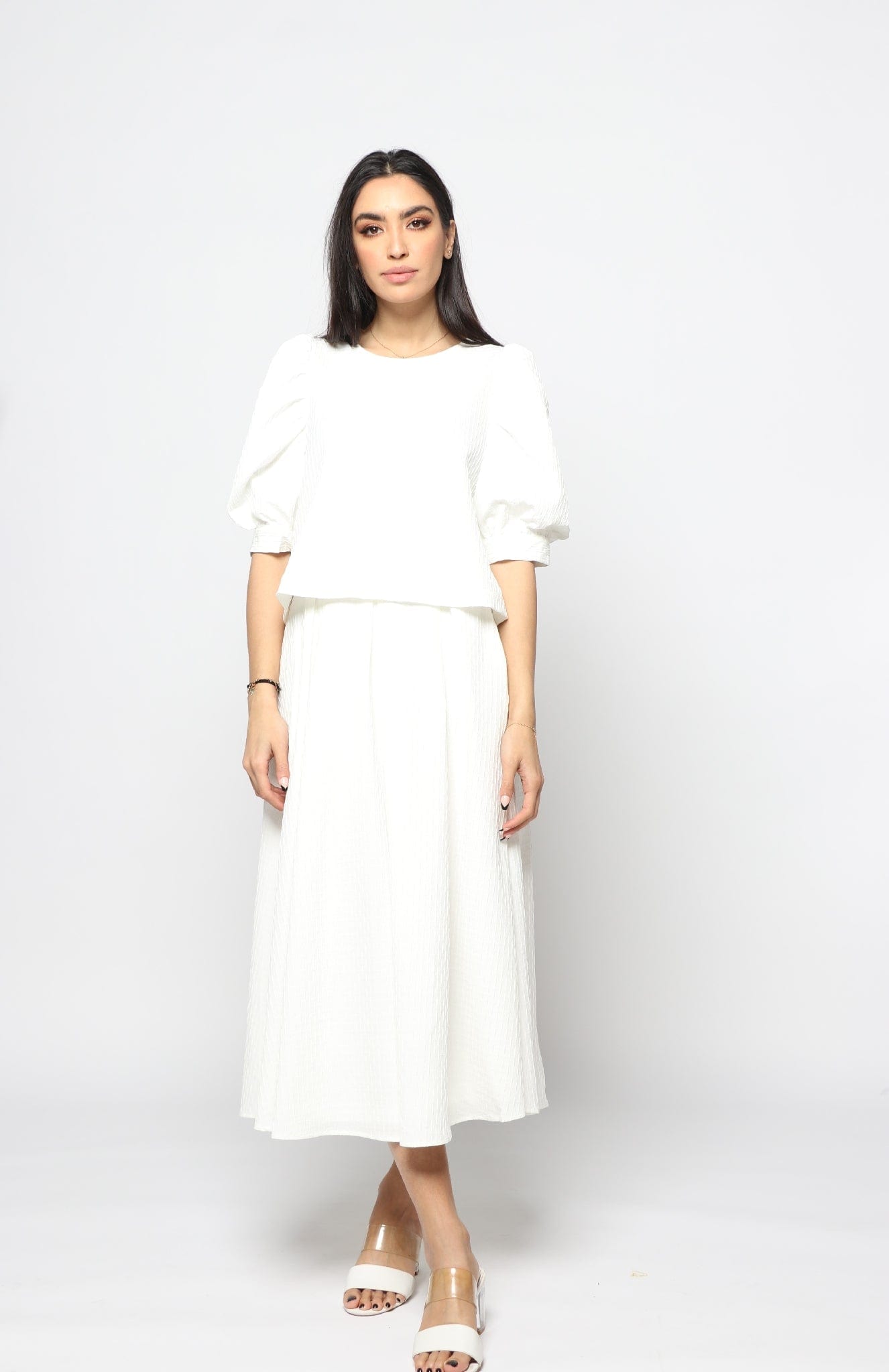 نتشي بلوزة رسمية سادة نص كم بف نسائي