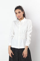 نتشي قميص بخصر مزموم كم طويل نسائي