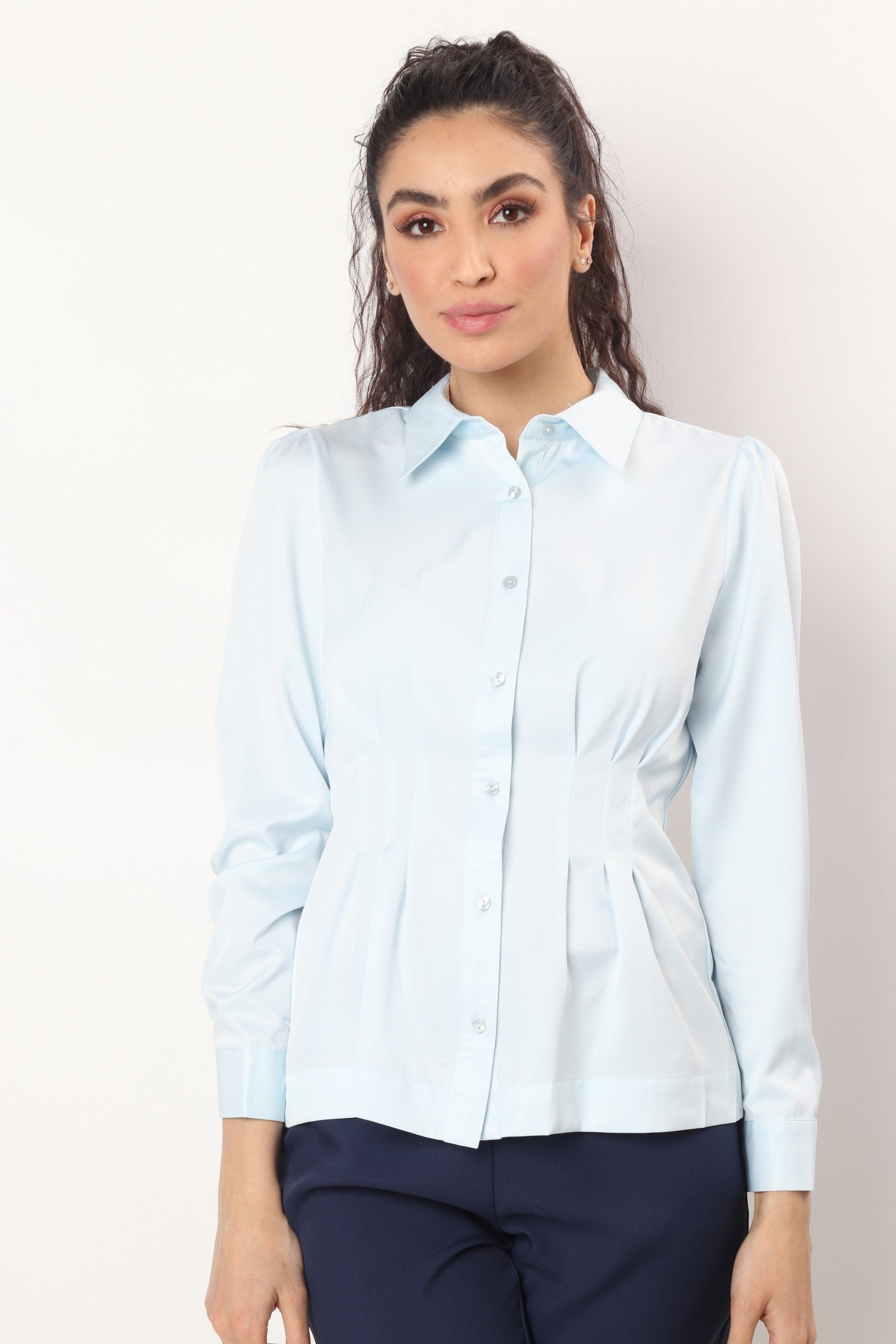 نتشي قميص بخصر مزموم كم طويل نسائي