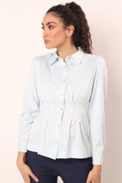 نتشي قميص بخصر مزموم كم طويل نسائي