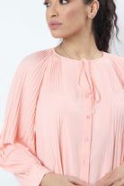 نتشي بلوزة كلوش مع رباط وكم طويل نسائي