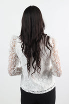 نتشي بلوزة دانتيل مبنطة كم شفاف طويل نسائي