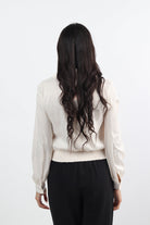 نتشي بلوزة سبعة مفتوحة كم طويل مع وردة نسائي