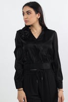 نتشي بلوزة سبعة مفتوحة كم طويل مع وردة نسائي