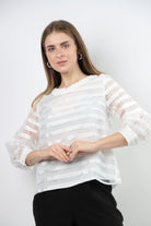 نتشي بلوزة مخططة نسائية قصيرة