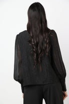 نتشي بلوزة سواريه سبعة كم طويل منفوخ بأكمام