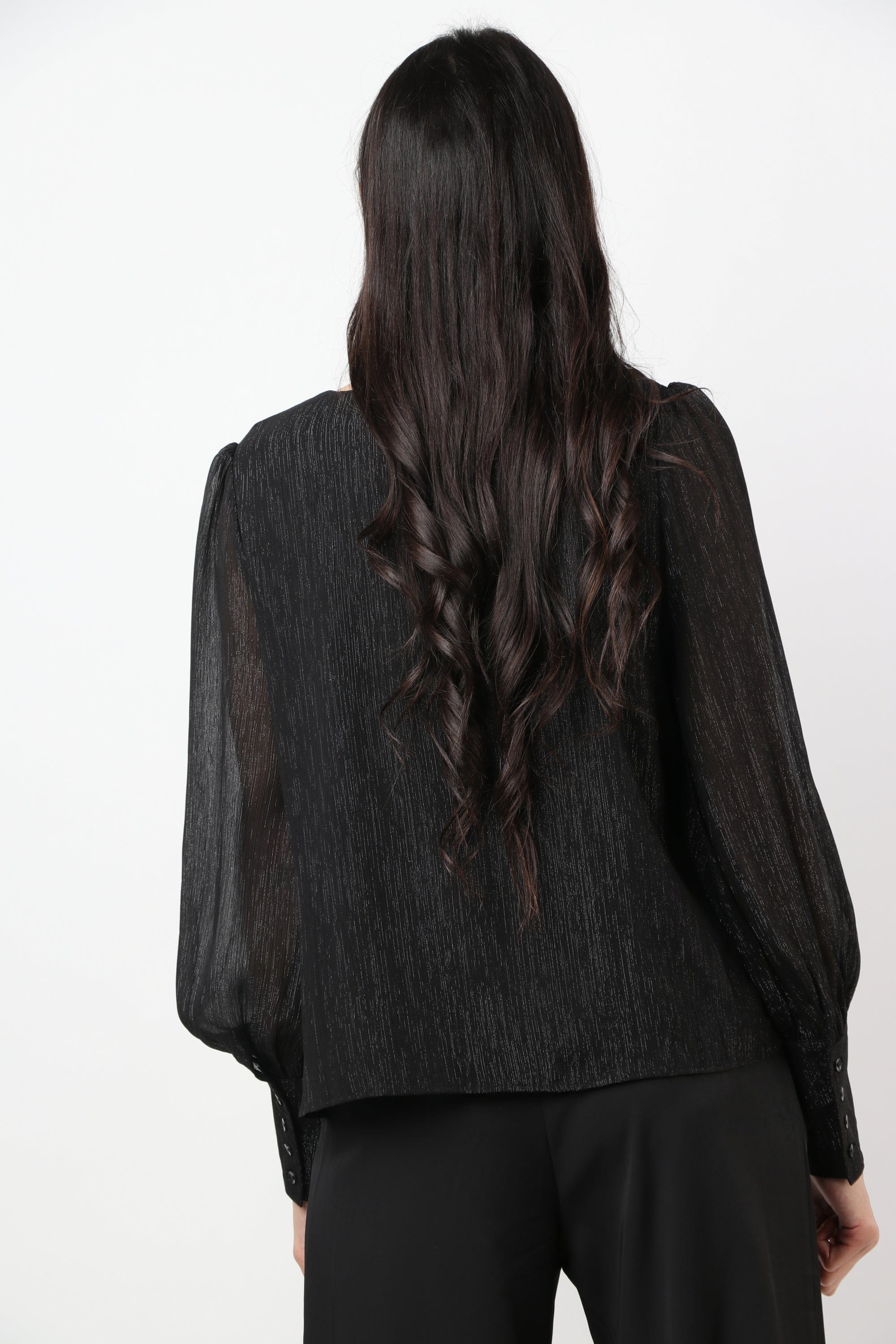 نتشي بلوزة سواريه سبعة كم طويل منفوخ بأكمام