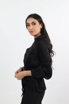 نتشي بلوزة سهرة برباط على الخصر كم طويل منفوخ نسائي