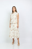 نتشي بلوزة مشجرة كت بياقة مزودة بأزرار أمامية نسائي