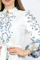 نتشي فستان ميدي ناعم بطبعة بأكمام طويلة