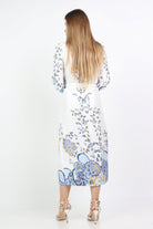 نتشي فستان ميدي ناعم بطبعة بأكمام طويلة