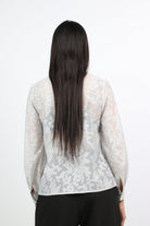 نتشي قميص نسائي شفاف بأكمام منفوخة