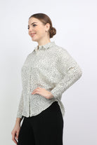 نتشي قميص منقط قصير كم طويل نسائي