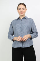 نتشي قميص منقط قصير كم طويل نسائي