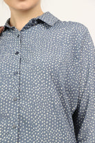 نتشي قميص منقط قصير كم طويل نسائي